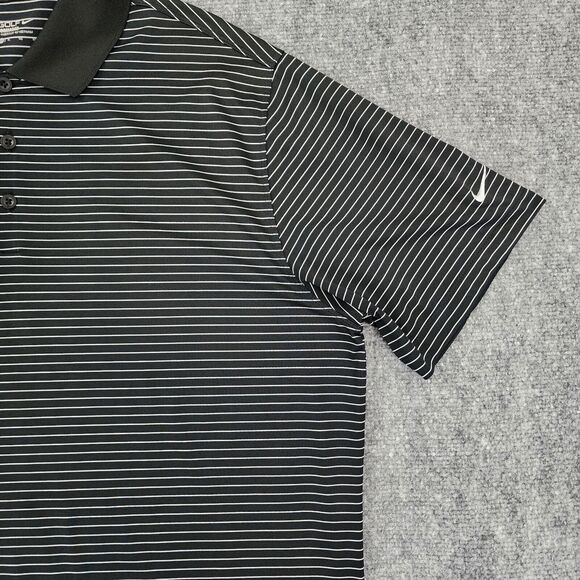 Nike Golf Polo Shirt Mens XL Black White Striped Short Sleeve Tour Performance - Picture 12 of 15
